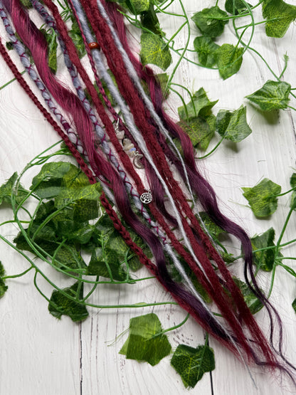 Set of 6, 59-65cm Crimson Shadow Blend Mixed Texture Synthetic Extensions