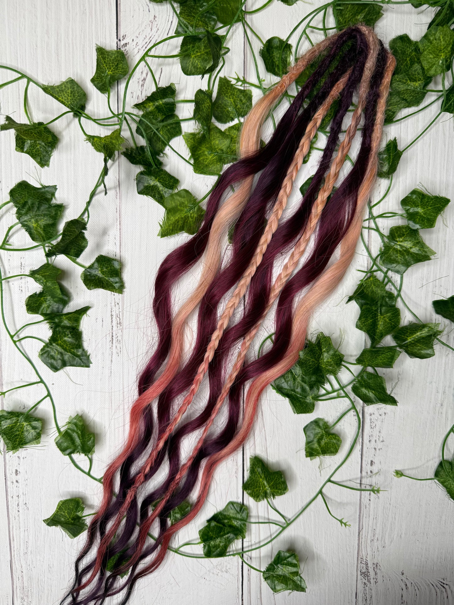 Set of 4, 56-65cm Burgundy Breeze Mixed Texture Synthetic Extensions