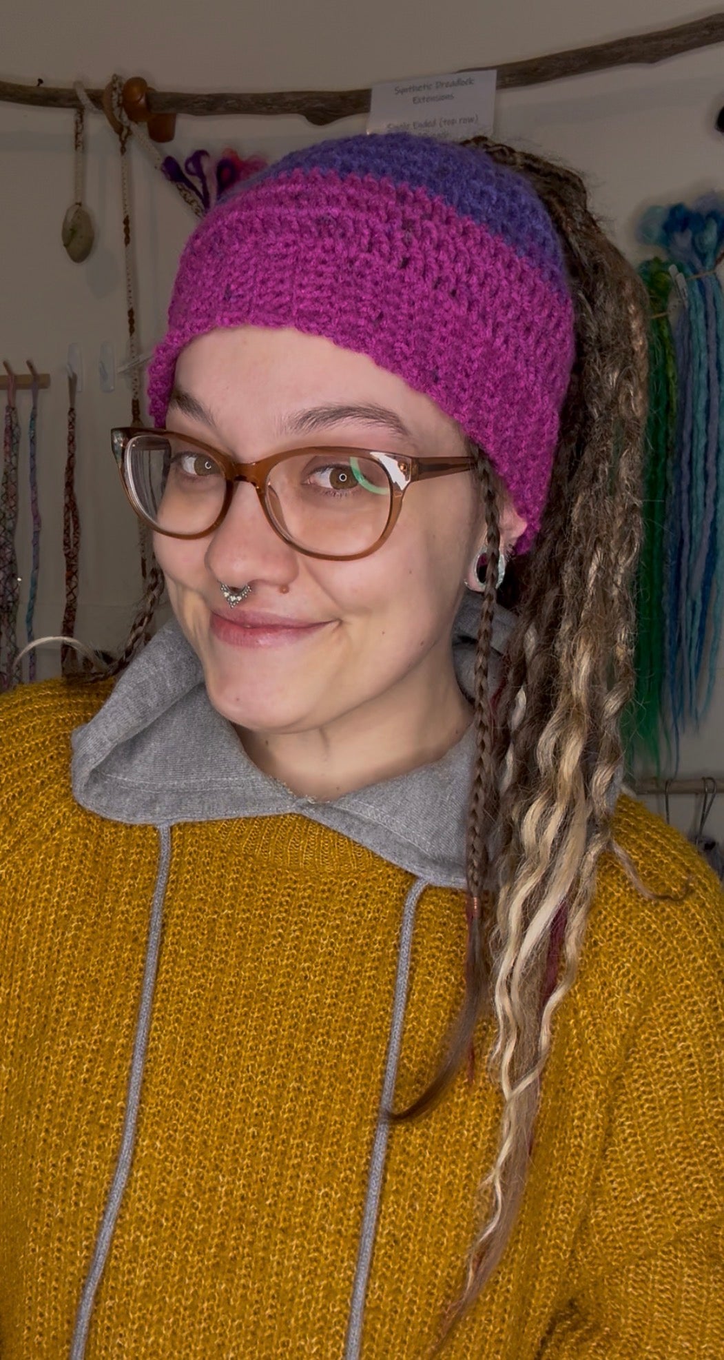 Purple Mixed Colour Beanie With Hole