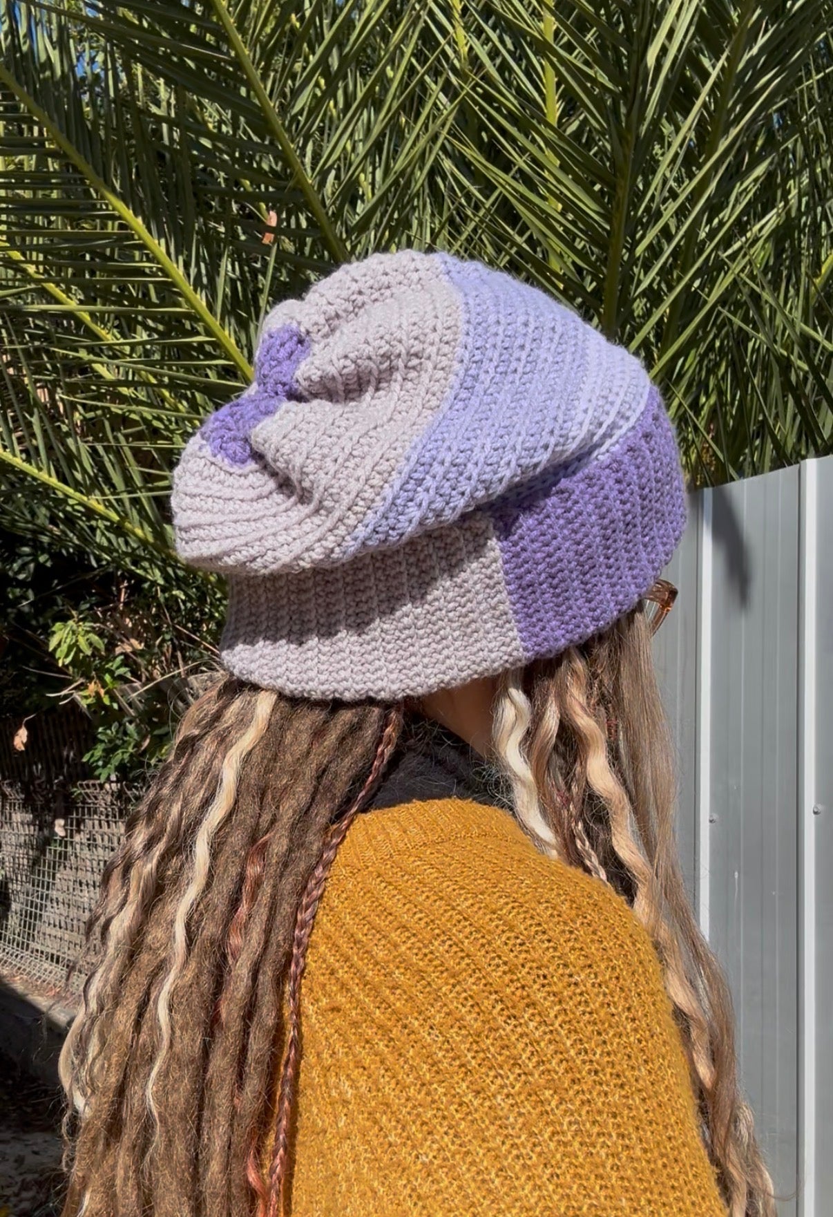 Purple And Grey Reversible Beanie