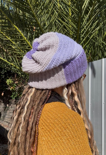 Purple And Grey Reversible Beanie