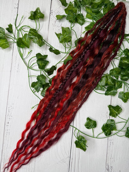 Set of 4, 61-66cm Crimson Spice Mixed Texture Synthetic Extensions
