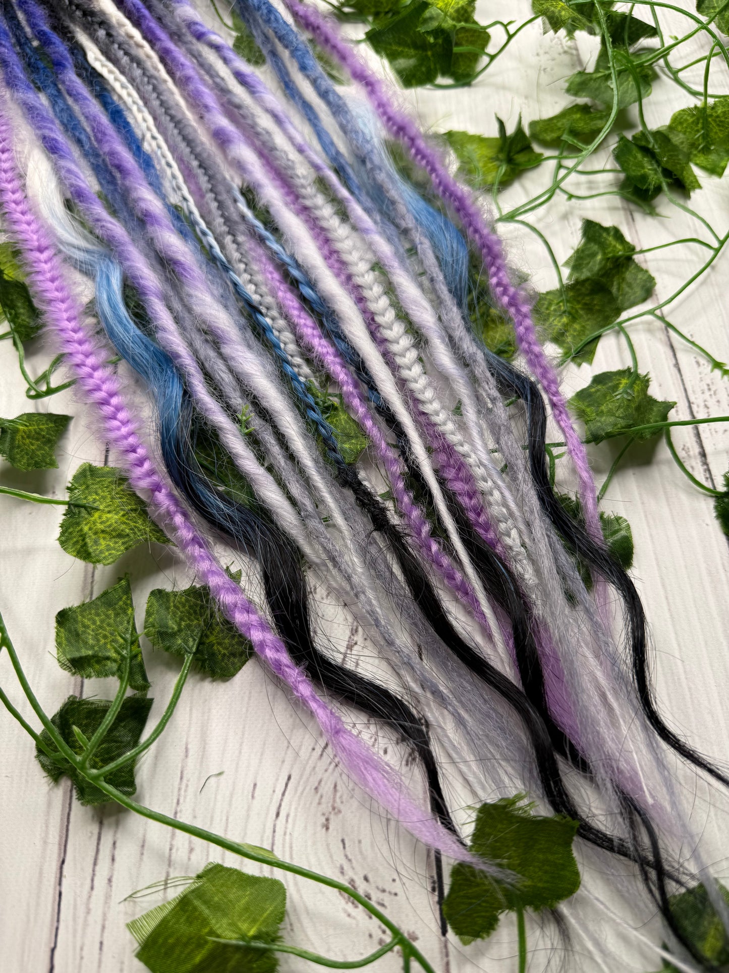 Set of 9, 55-63cm Violet Eclipse Blend Mixed Texture Synthetic Extensions