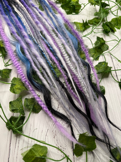 Set of 9, 55-63cm Violet Eclipse Blend Mixed Texture Synthetic Extensions