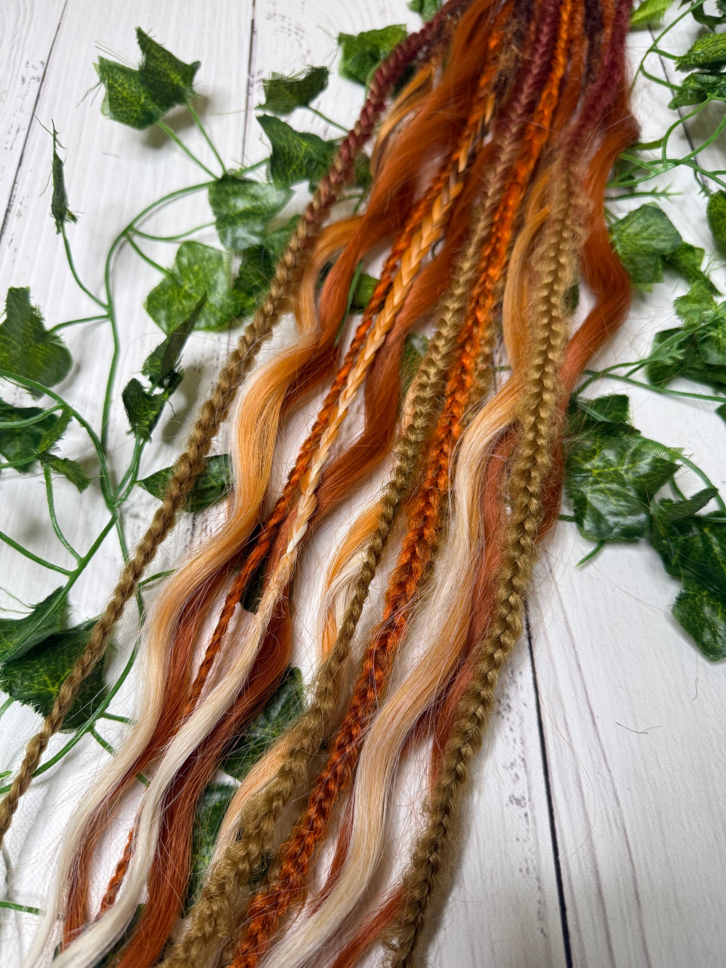 Set of 7, 59-65cm Tangerine Temptation Mixed Texture Synthetic Extensions