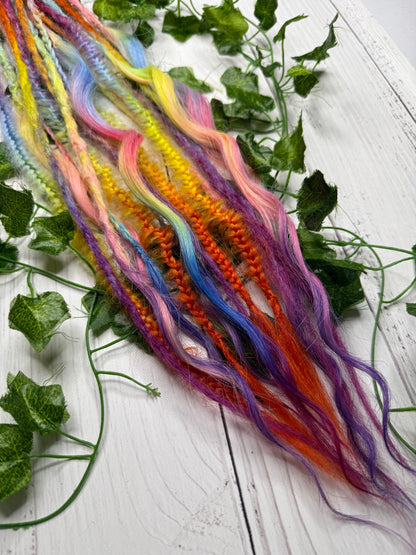 Set of 8, 56-65cm Rainbow Explosion Mixed Texture Synthetic Extensions