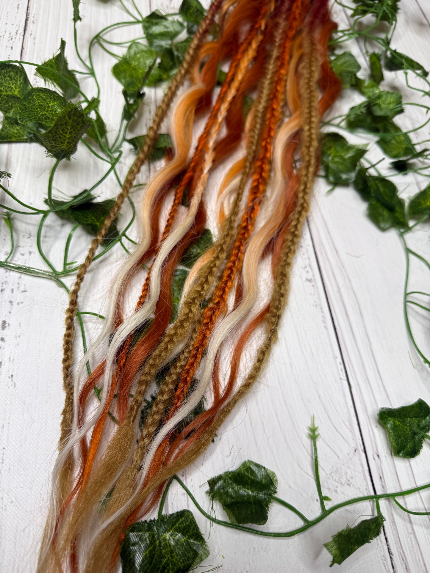 Set of 7, 59-65cm Tangerine Temptation Mixed Texture Synthetic Extensions