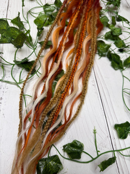 Set of 7, 59-65cm Tangerine Temptation Mixed Texture Synthetic Extensions