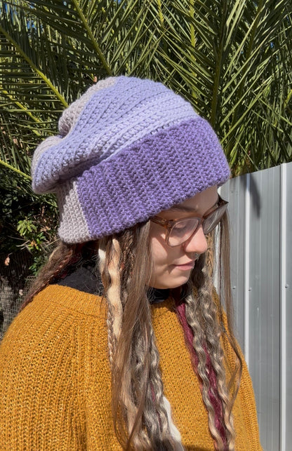 Purple And Grey Reversible Beanie