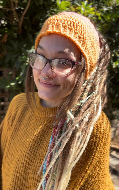 Amber Handmade Beanie With Hole