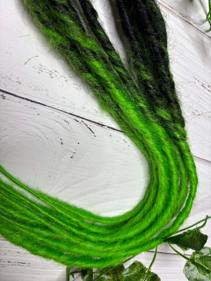 Set of 3, 57-60cm Black - Green Twisted Synthetic Extensions (only available for online purchase)