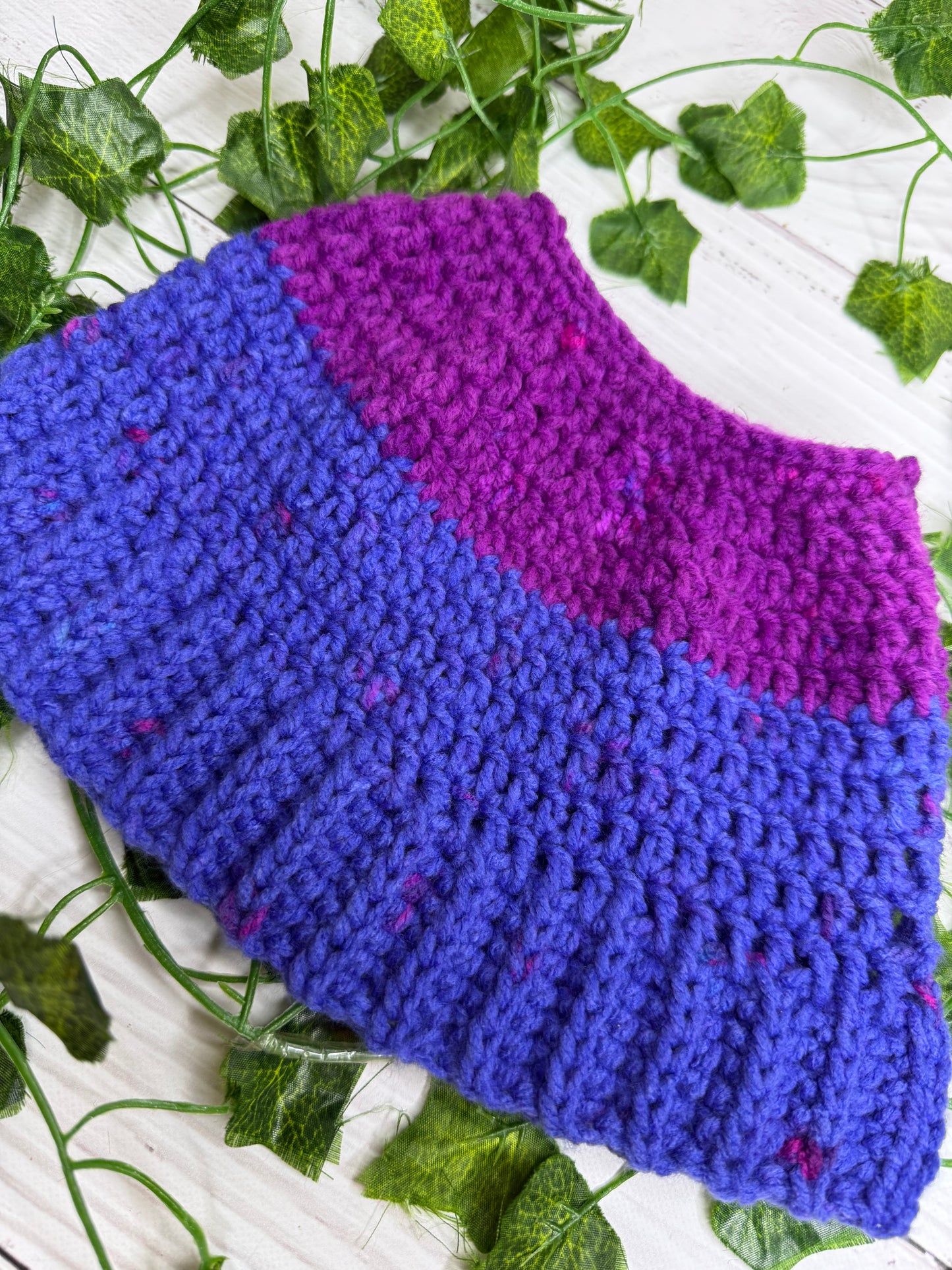 Purple Mixed Colour Beanie With Holeu