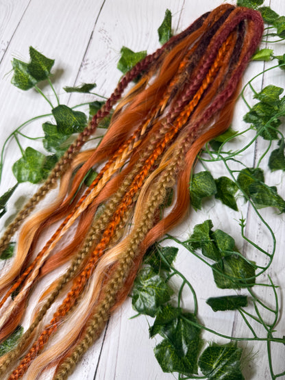 Set of 7, 59-65cm Tangerine Temptation Mixed Texture Synthetic Extensions