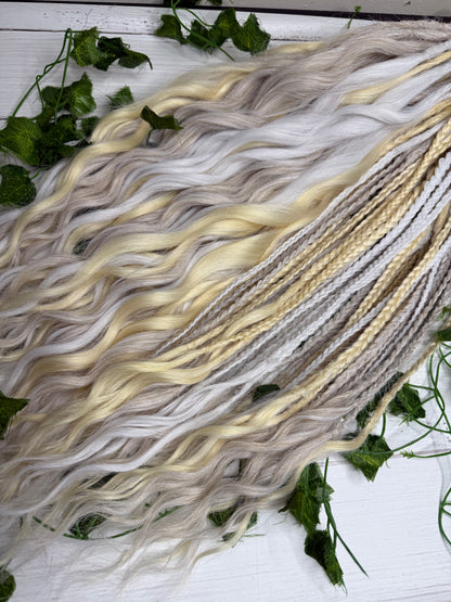 Set of 50, Full Head Anna Wave Extensions with Braided side