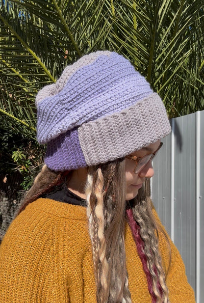Purple And Grey Reversible Beanie