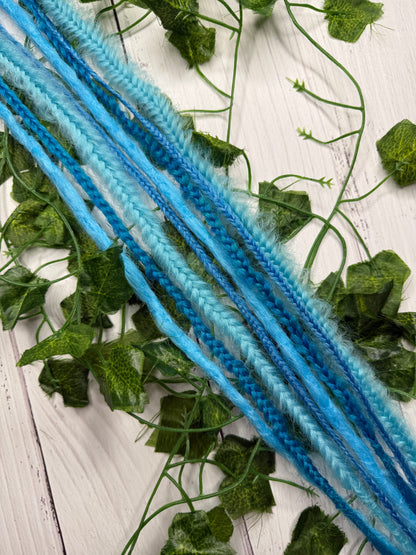 Set of 4, 56-62cm Blue Serenity Blend Mixed Texture Synthetic Extensions