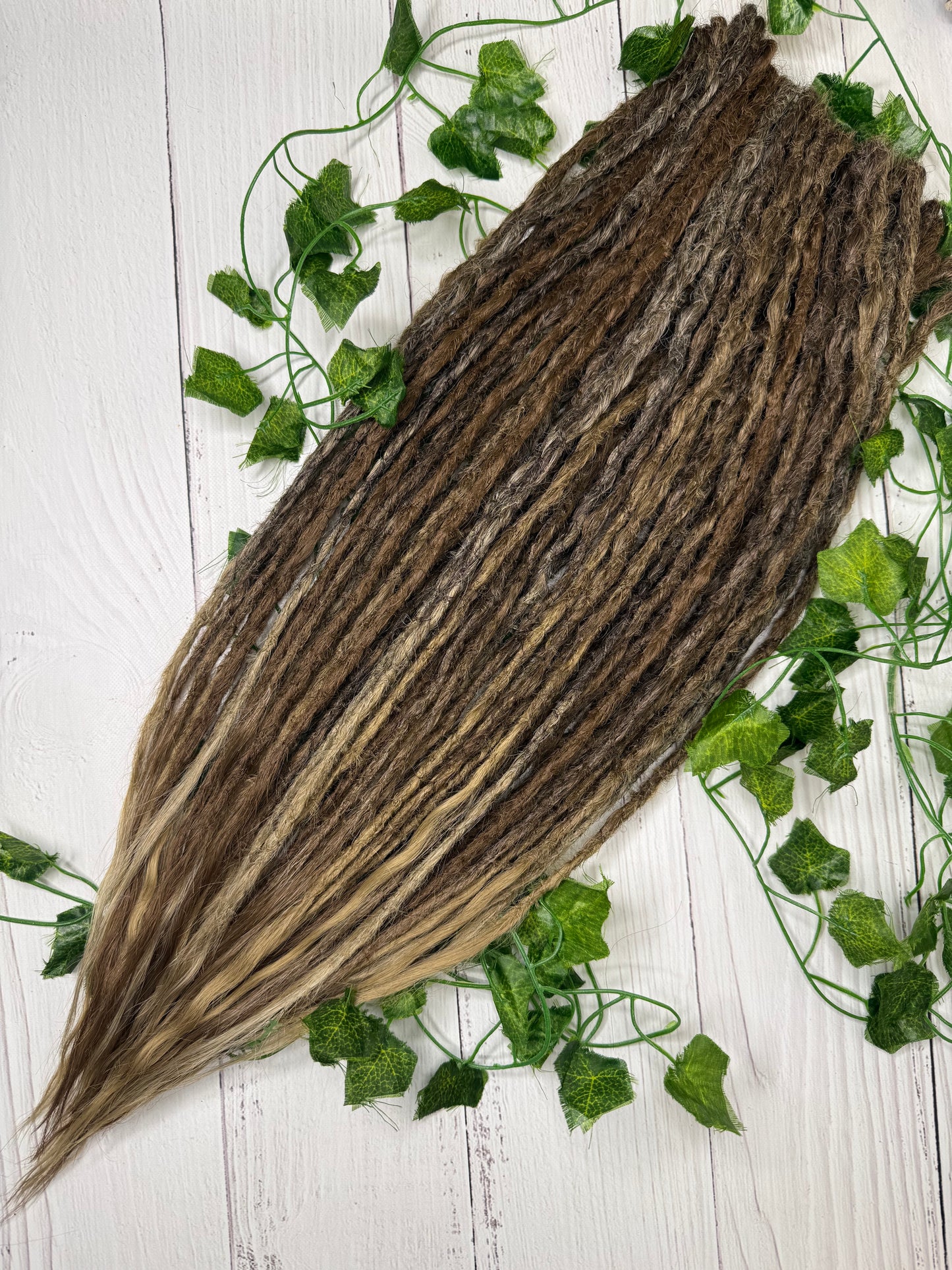 Set of 30, Brown Blend, Dreadlock Extensions with loose ends