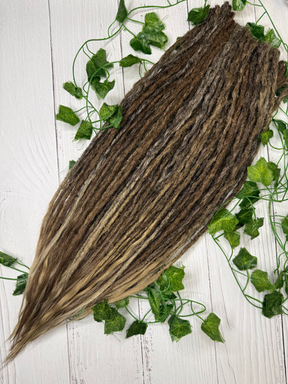 Set of 30, Brown Blend, Dreadlock Extensions with loose ends
