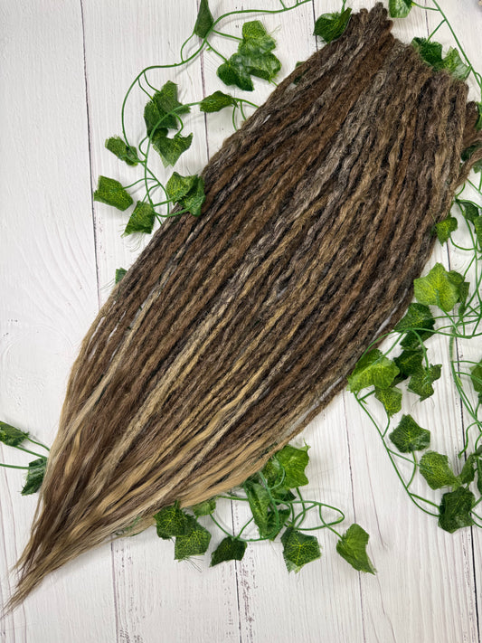 Set of 30, Brown Blend, Dreadlock Extensions with loose ends
