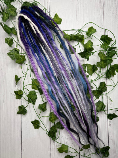 Set of 9, 55-63cm Violet Eclipse Blend Mixed Texture Synthetic Extensions