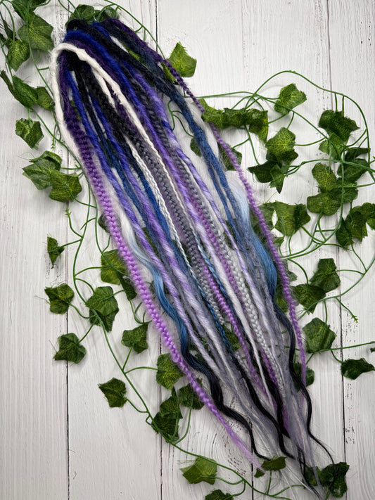 Set of 9, 55-63cm Violet Eclipse Blend Mixed Texture Synthetic Extensions