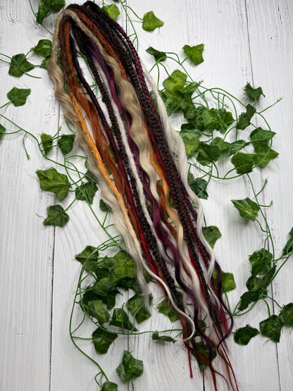 Set of 8, 51-69cm Amber Plum Blend Mixed Texture Synthetic Extensions