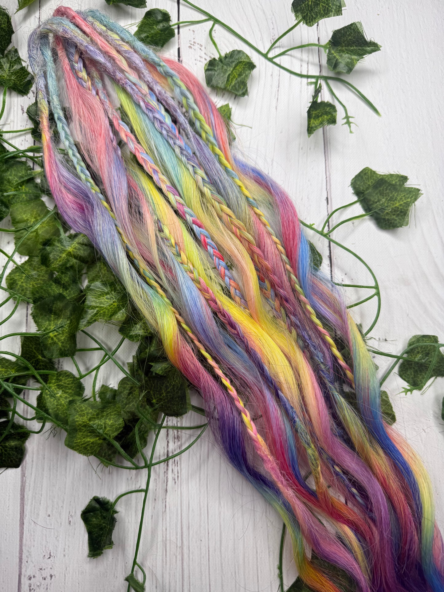 Set of 6, 64cm Rainbow Blend Mixed Texture Synthetic Extensions