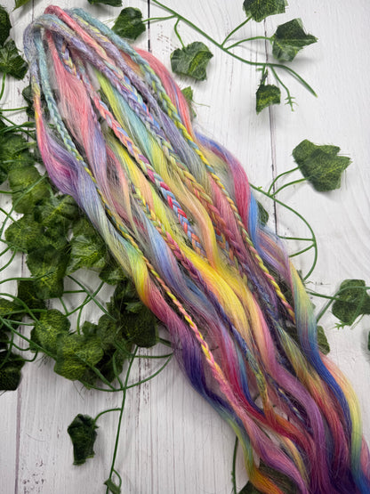 Set of 6, 64cm Rainbow Blend Mixed Texture Synthetic Extensions