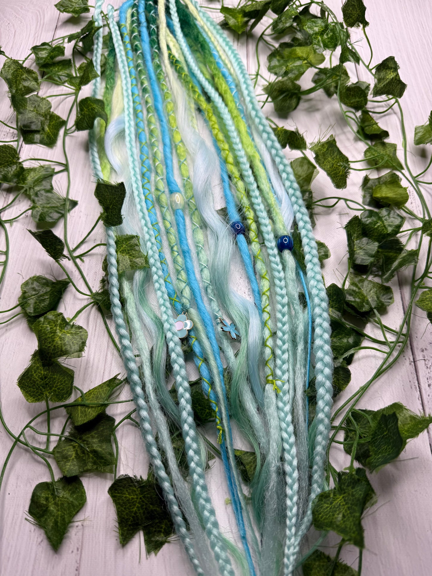 Set of 11, Seafoam Blend Mixed Texture Synthetic Extensions