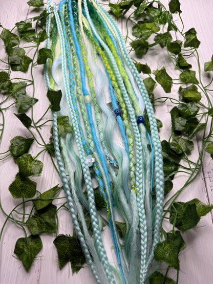 Set of 11, Seafoam Blend Mixed Texture Synthetic Extensions