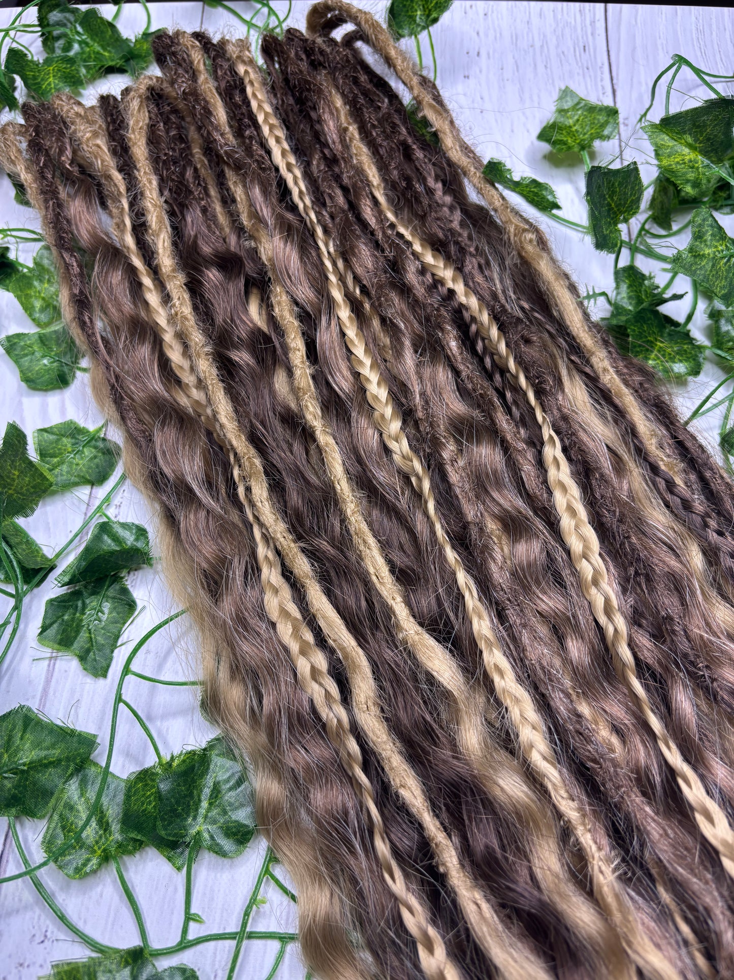 Set of 30 Brown Mixed Texture Synthetic Dreadlock Extensions (only available for online purchase)