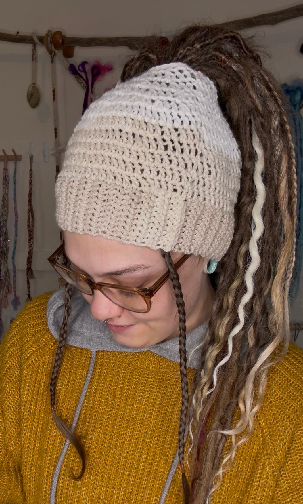 Light Mixed Colour Beanie With Hole