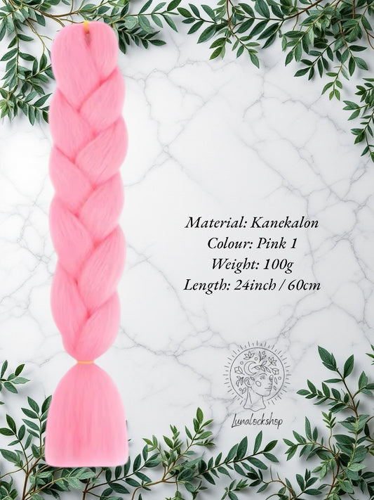 Pink 1 Kanekalon Synthetic Hair 60cm 100g