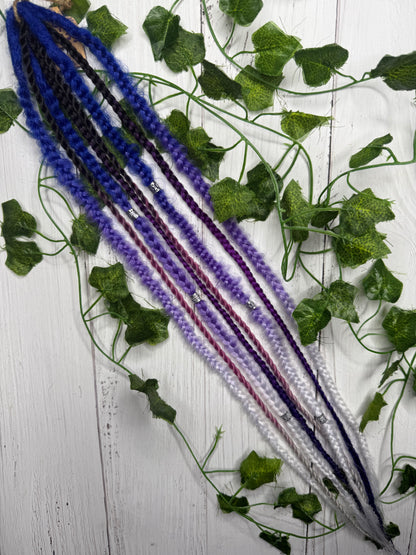 Set of 6, 57-63cm Purple Blue Blend Synthetic Extensions