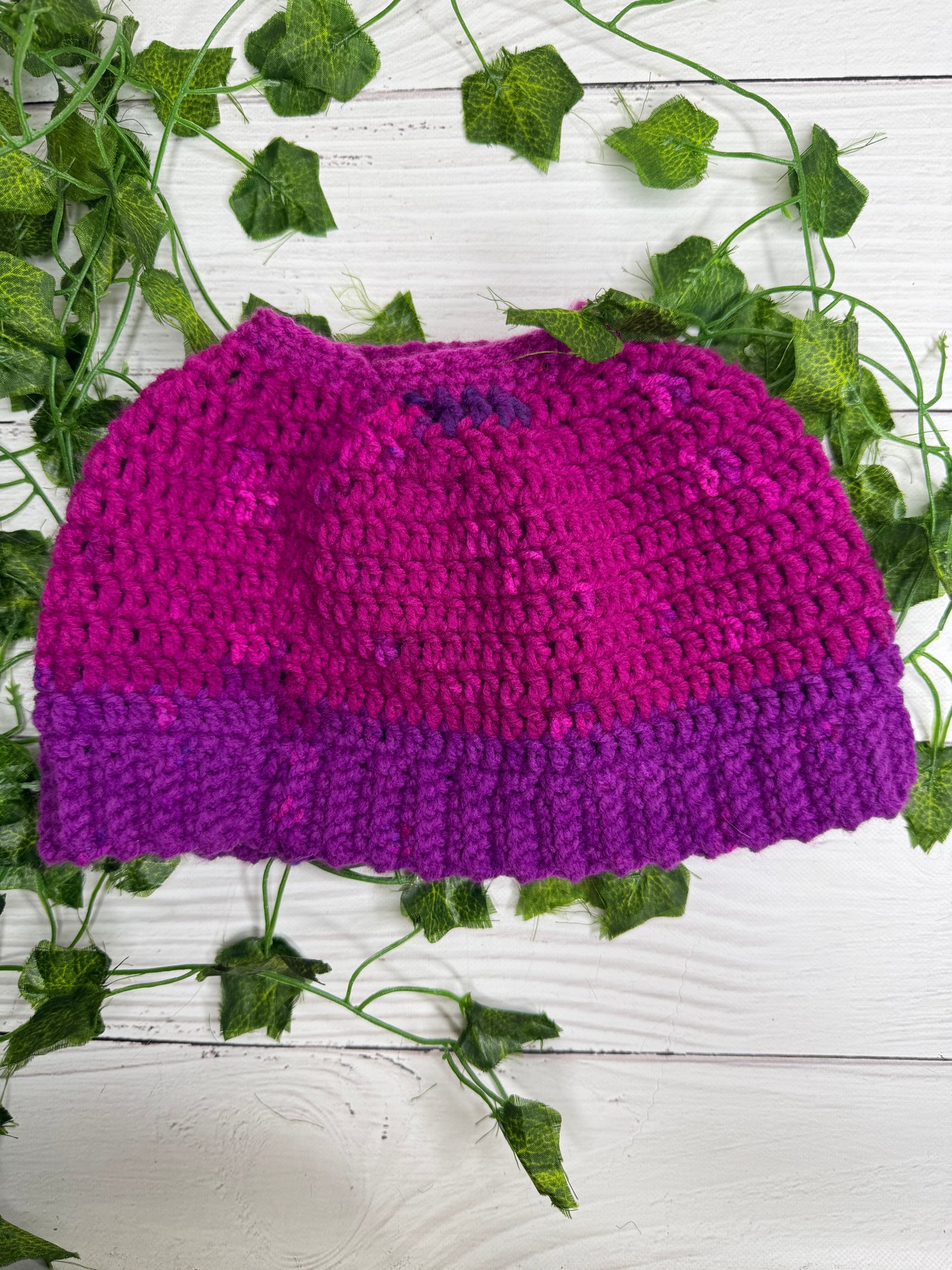 Purple Mixed Colour Beanie With Hole