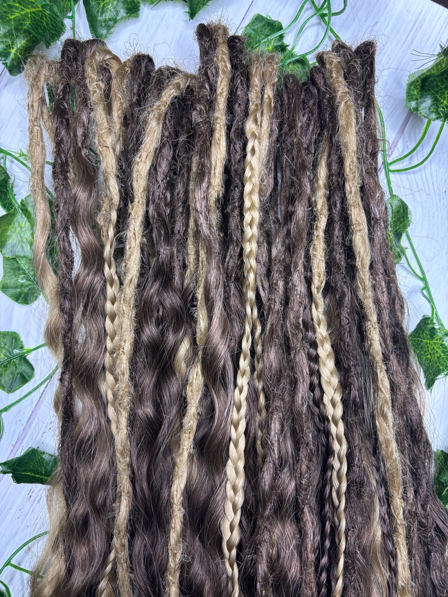 Set of 30 Brown Mixed Texture Synthetic Dreadlock Extensions (only available for online purchase)