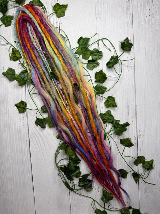 Set of 8, 61-68cm Colour Wheel Blend Mixed Texture Synthetic Extensions