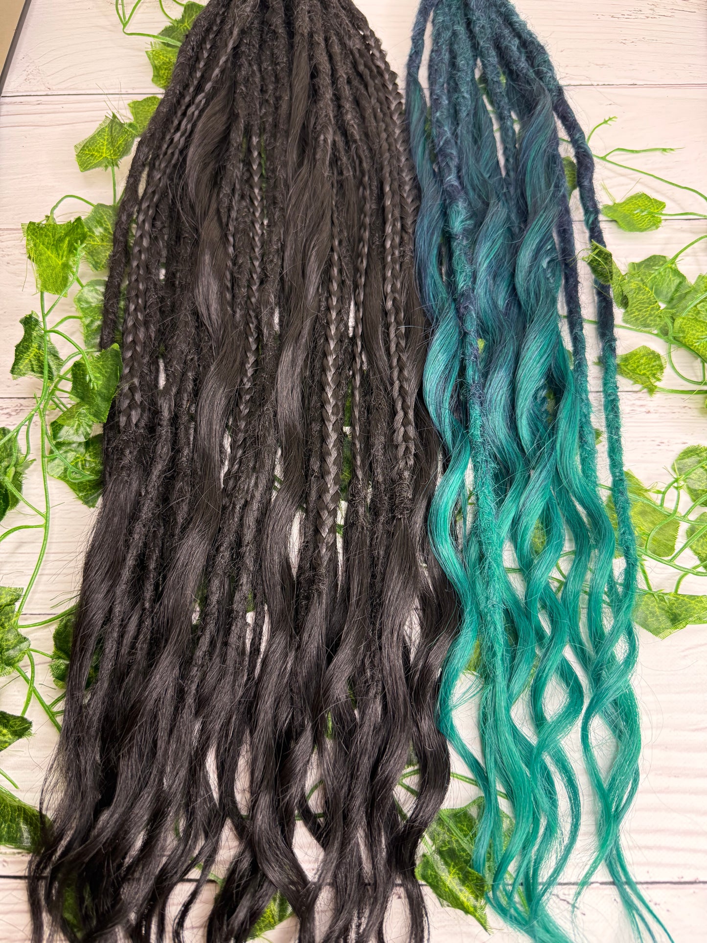 Set of 25, Black and Emerald Mixed Textured Extensions