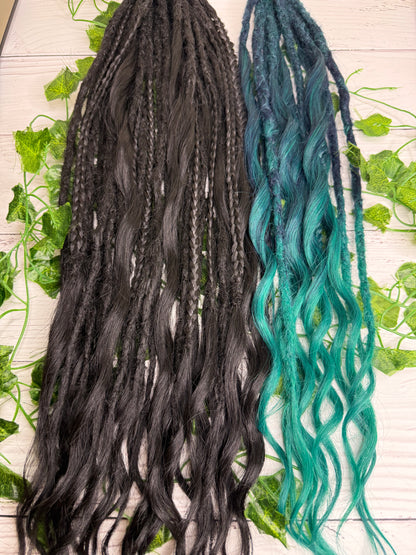 Set of 25, Black and Emerald Mixed Textured Extensions