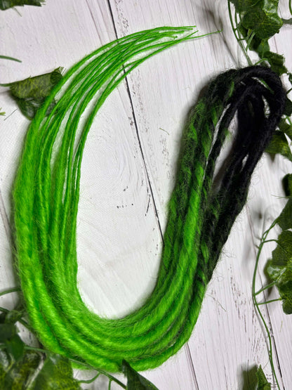 Set of 3, 57-60cm Black - Green Twisted Synthetic Extensions (only available for online purchase)