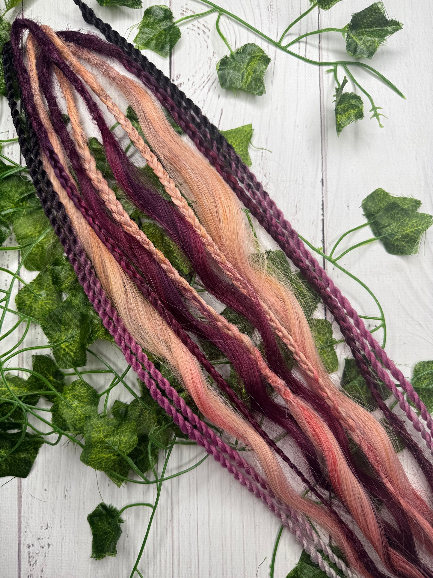 Set of 8, 64cm Sugar Plum Blend Mixed Texture Synthetic Extensions