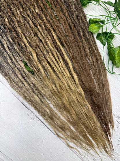 Set of 30, Brown Blend, Dreadlock Extensions with loose ends