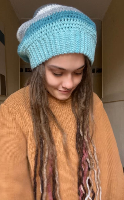 Blue Grey Handmade Beanie