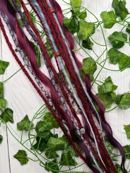 Set of 6, 59-65cm Crimson Shadow Blend Mixed Texture Synthetic Extensions