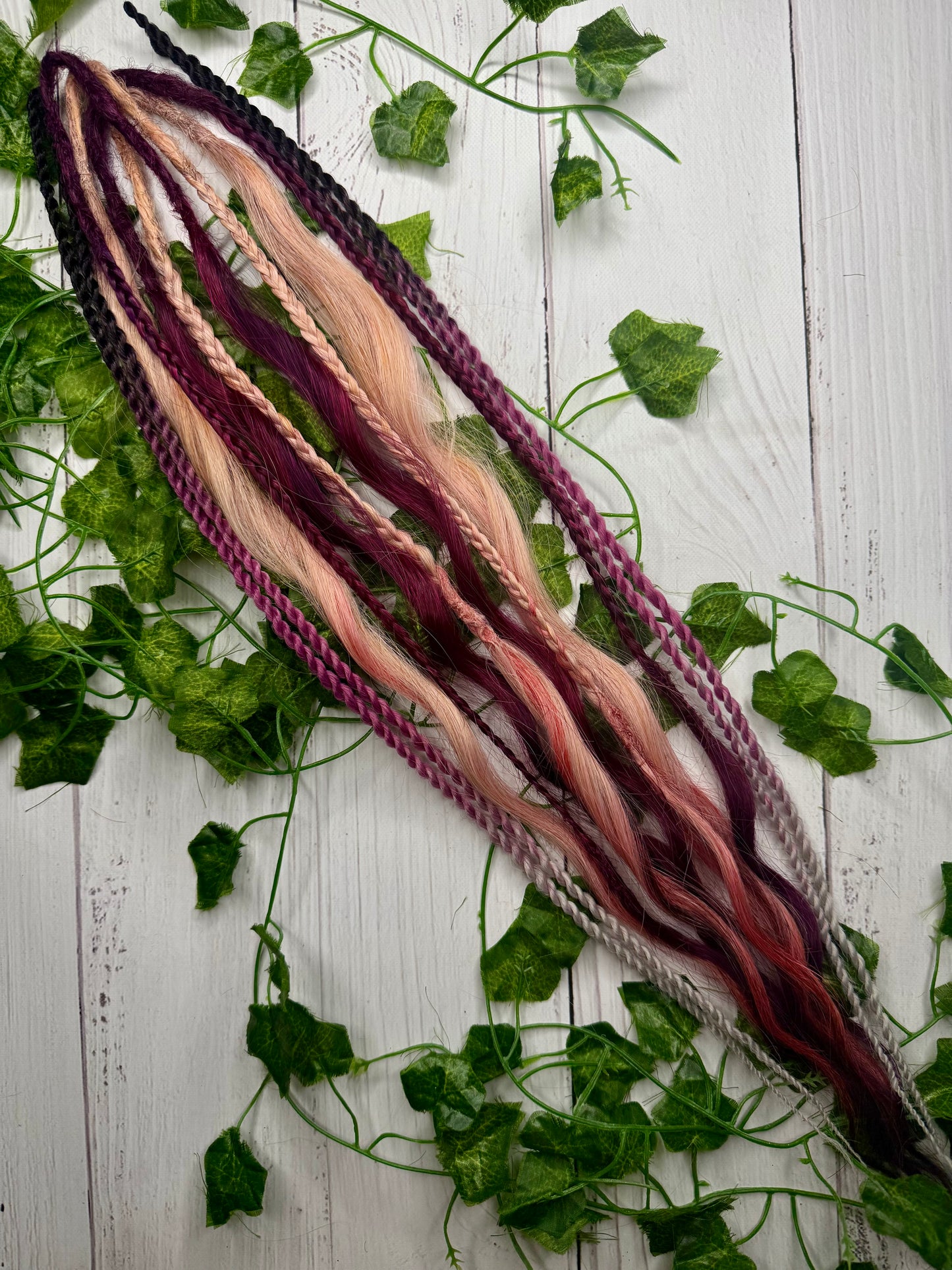 Set of 8, 64cm Sugar Plum Blend Mixed Texture Synthetic Extensions