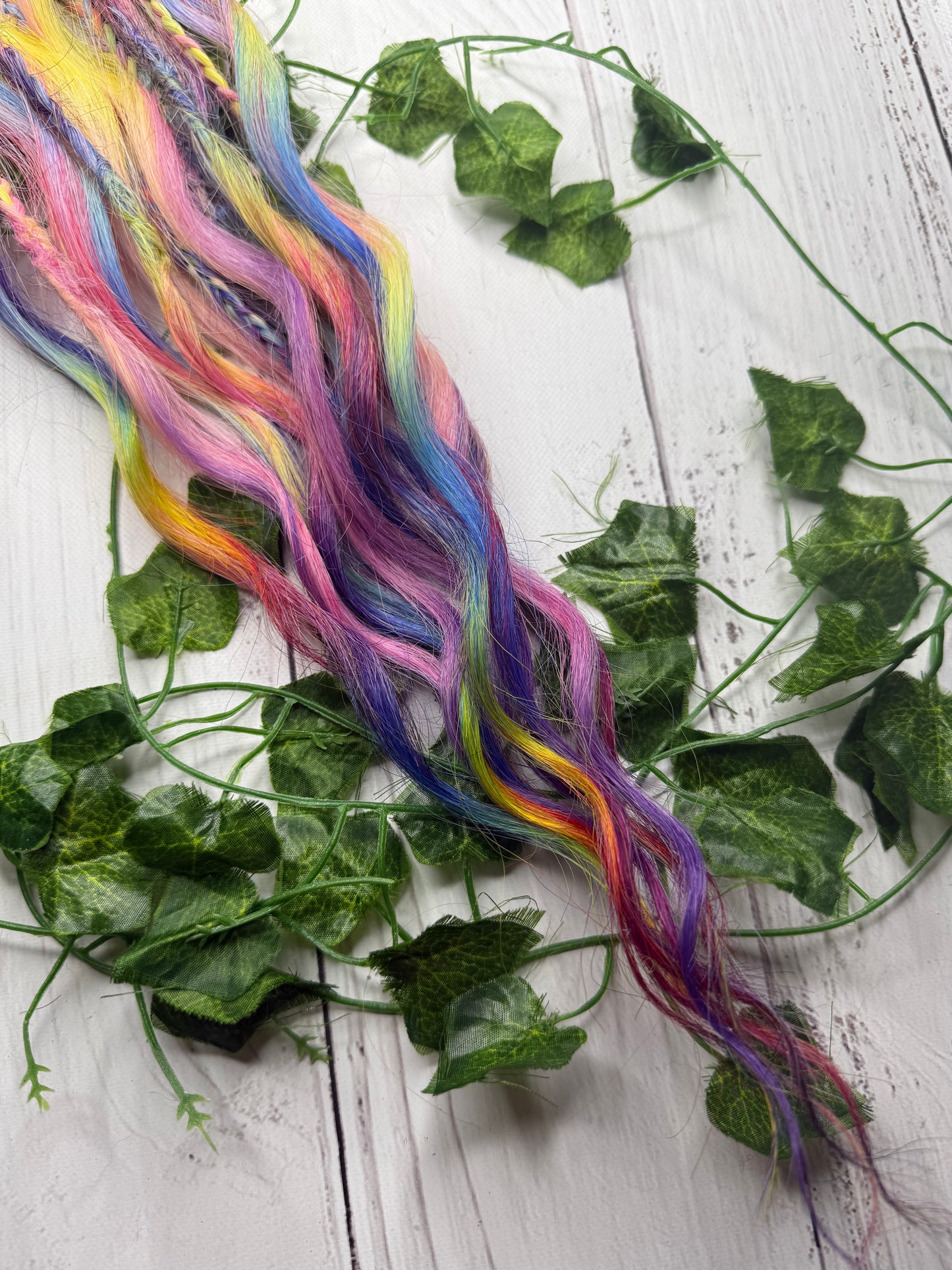 Set of 6, 64cm Rainbow Blend Mixed Texture Synthetic Extensions