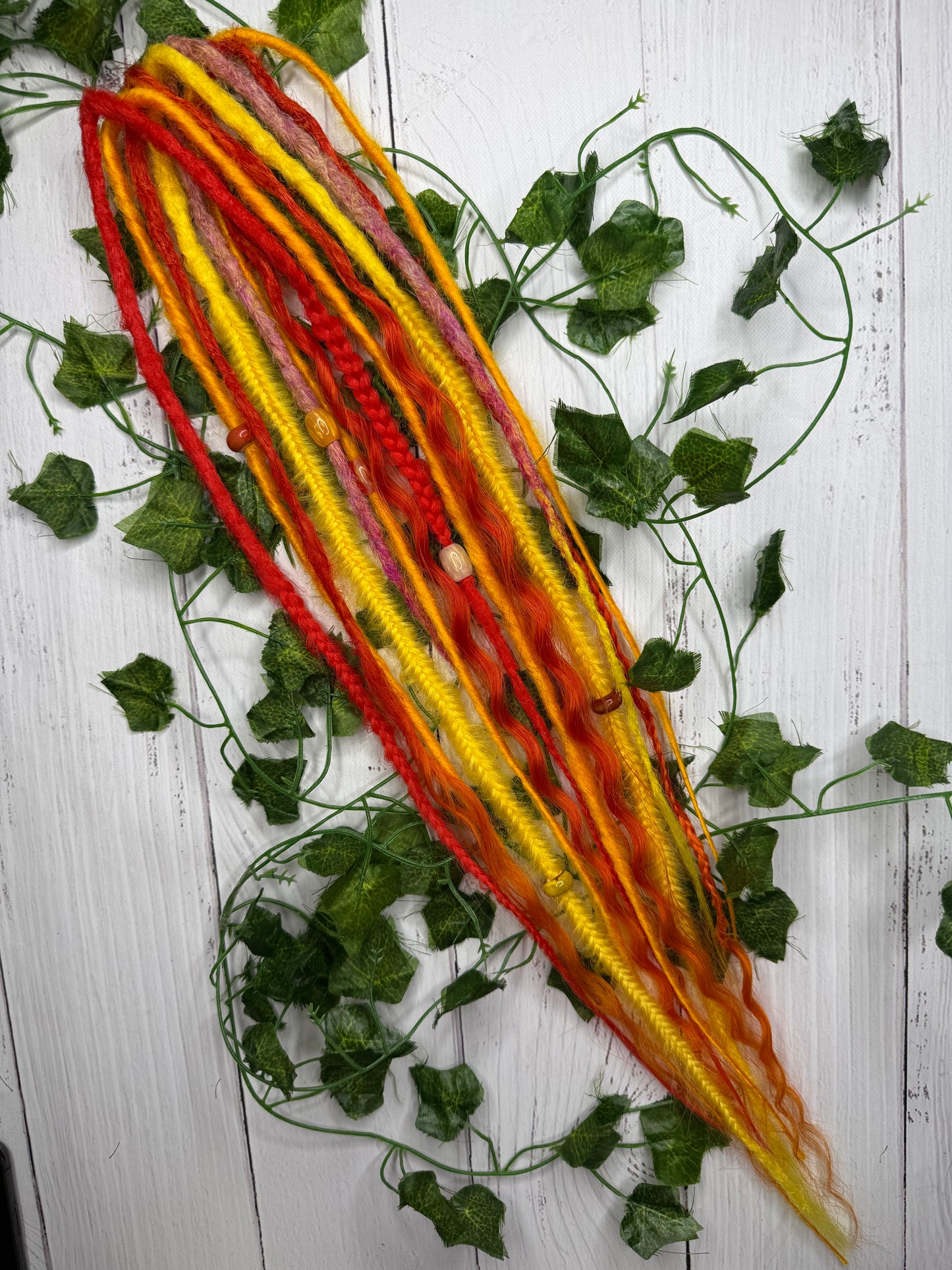 Set of 7, 51-63cm Inferno Glow Blend Mixed Texture Synthetic Extensions