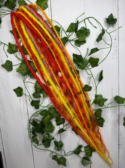 Set of 7, 51-63cm Inferno Glow Blend Mixed Texture Synthetic Extensions