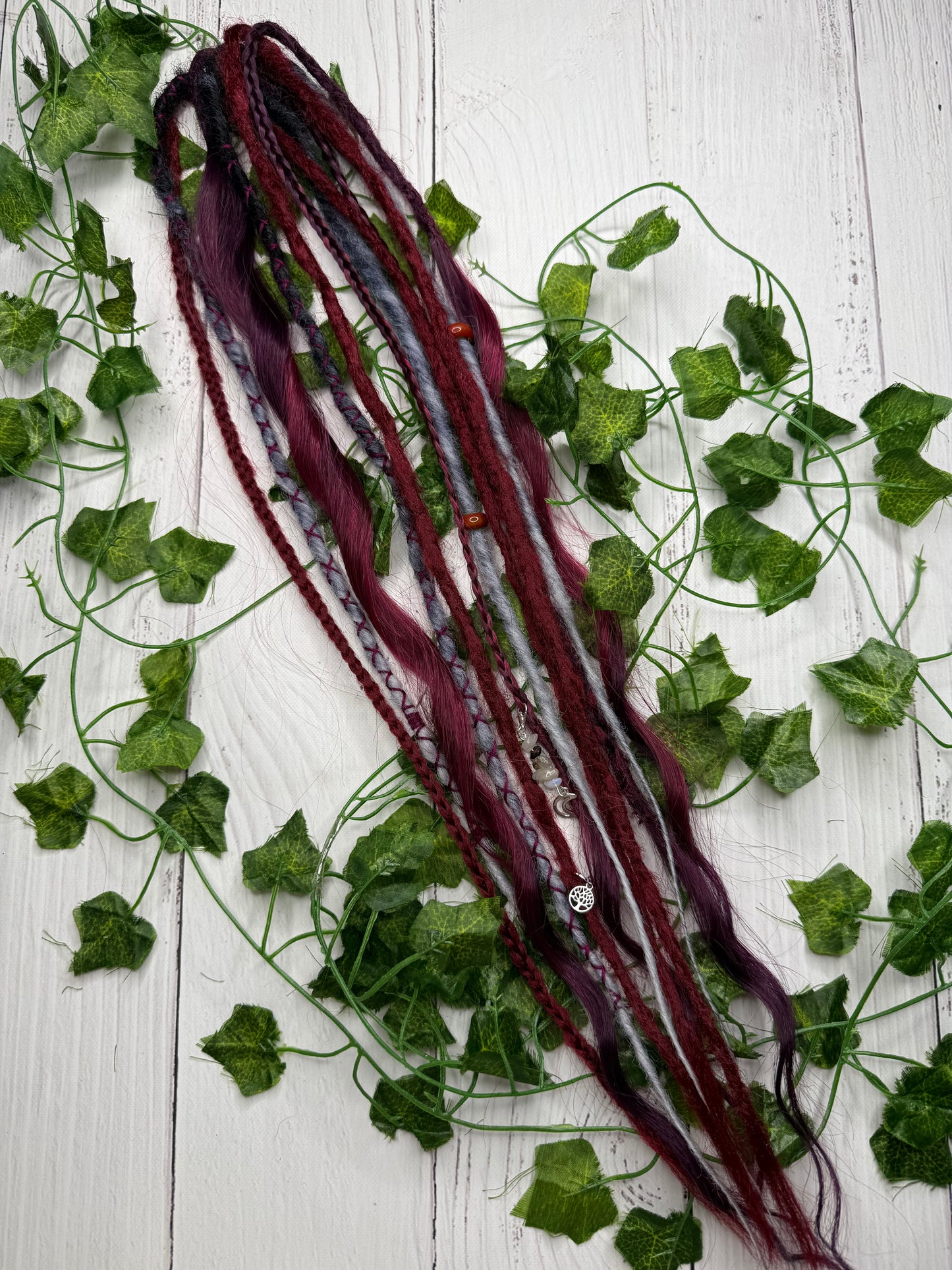 Set of 6, 59-65cm Crimson Shadow Blend Mixed Texture Synthetic Extensions