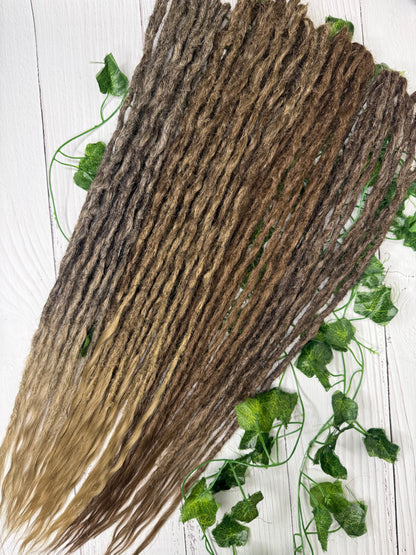 Set of 30, Brown Blend, Dreadlock Extensions with loose ends